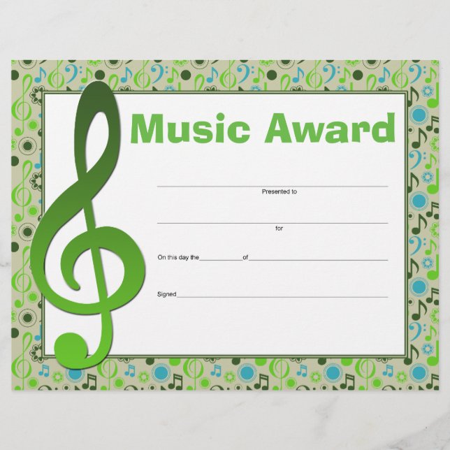 Music Award Studio Certificat d'étudiant (Devant)