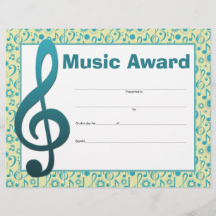 Music Award Studio Certificat d'étudiant