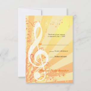 Music Clefs Bat mitzvah Petite réponse Invitation