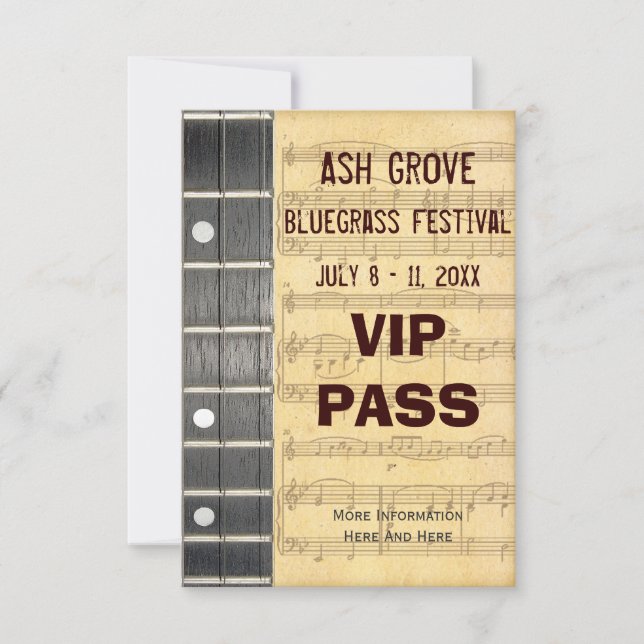 Music Festival Pass Banjo Bluegrass Thème (S) (Devant)