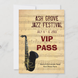 Music Festival Pass Saxophone Musique Thème Modèle