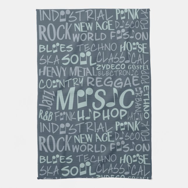 Music Genres Word Collage serviette à main (Vertical)