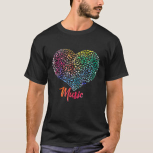 Music Heart Notes T-shirt Love Singers Band Instru