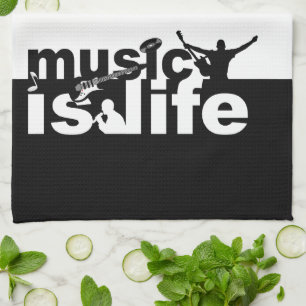 MUSIC IS LIFE serviette de cuisine personnalisée