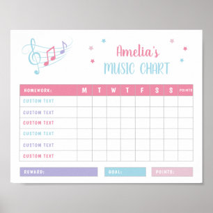 Music Notes Exercice Pink Purple - Tableau de réco