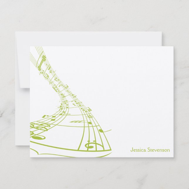 Music Notes Flat Note Card (vert) (Devant)