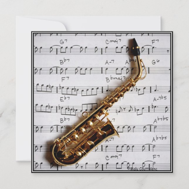 Music Party Saxophone Jazz Invitation personnalisé (Devant)