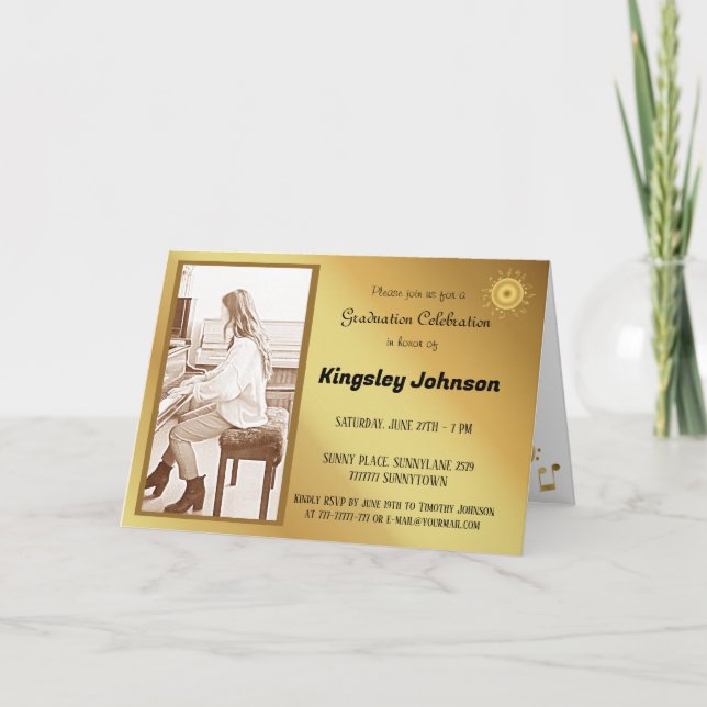 Music School élégant Graduation Invitation (Devant)