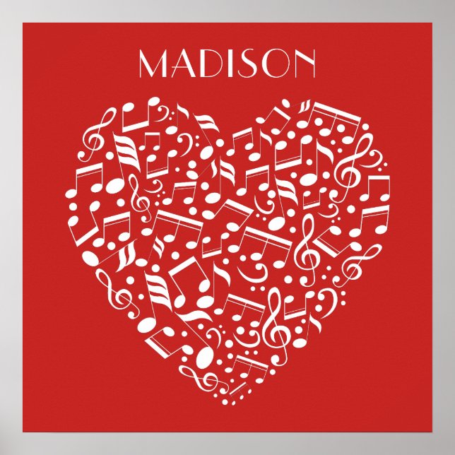 Musical Heart personnalisé nom et affiche couleur (Devant)
