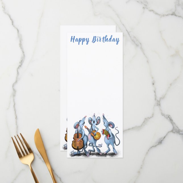 Musical Mouses Funny Birthday Menu (Devant/Arrière en situation)