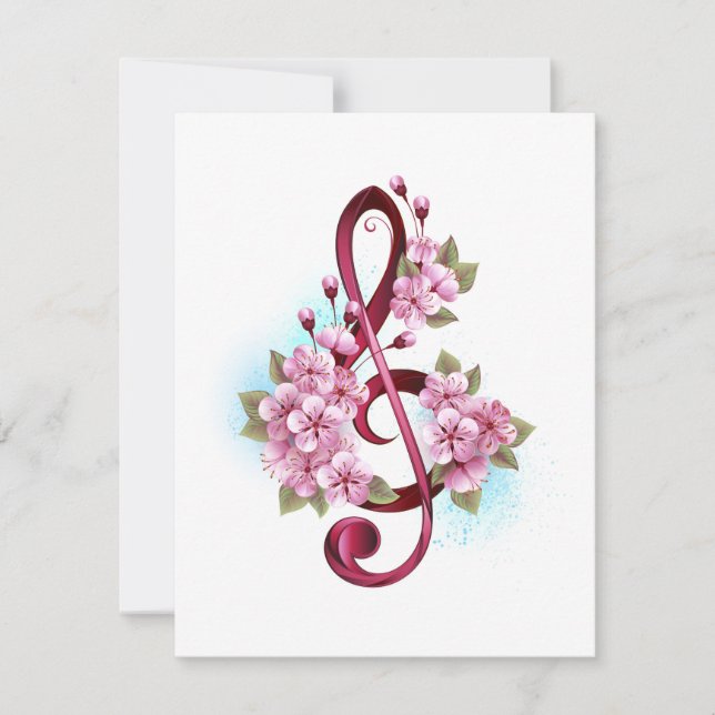 Musical treble clef notes with sakura flowers (Devant)