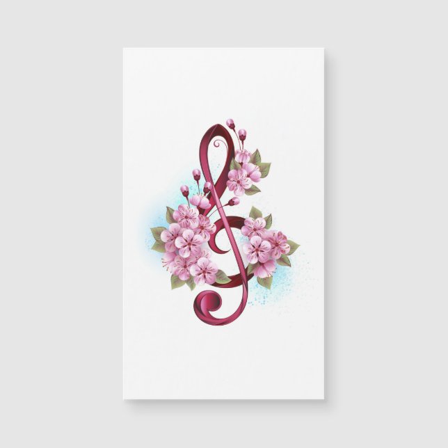 Musical treble clef notes with sakura flowers (Devant)
