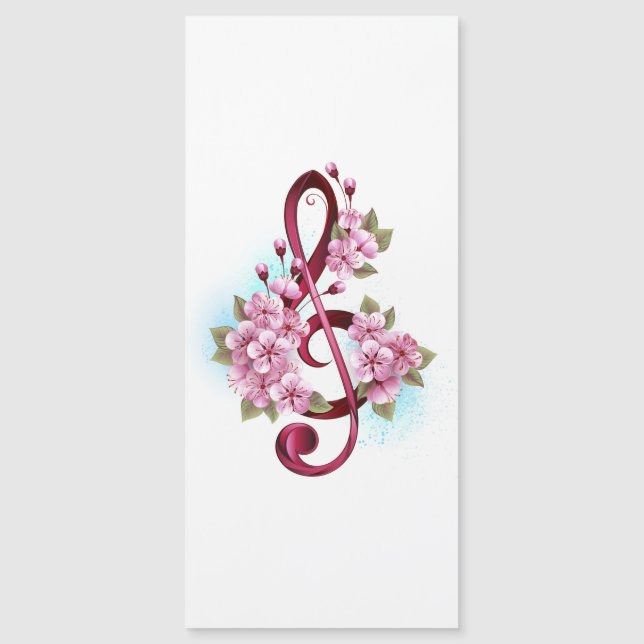 Musical treble clef notes with sakura flowers (Devant)