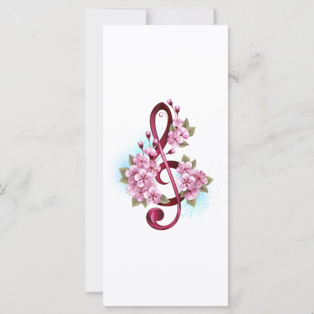 Musical treble clef notes with sakura flowers (Devant)