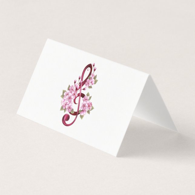 Musical treble clef notes with sakura flowers (Front)