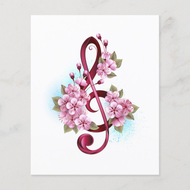 Musical treble clef notes with sakura flowers (Devant)