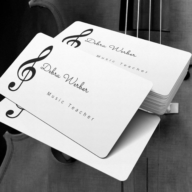musicien blanc carte de visite & note de musique a (music lessons)