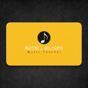 Musicien Carte de visite Jaune Avec Musique Note