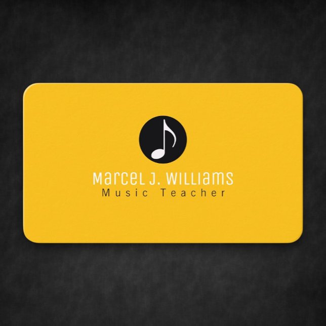 Musicien Carte de visite Jaune Avec Musique Note (Créateur téléchargé)