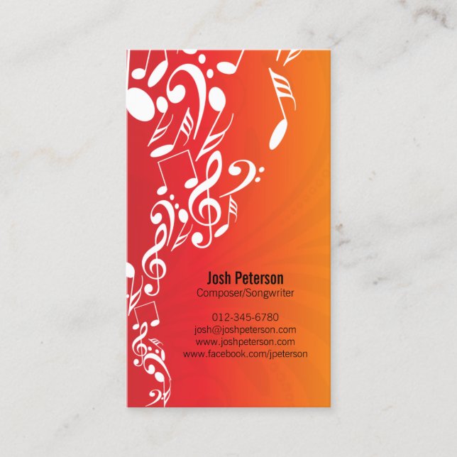 Musicien Carte de visite Notes flux ascendant (Devant)