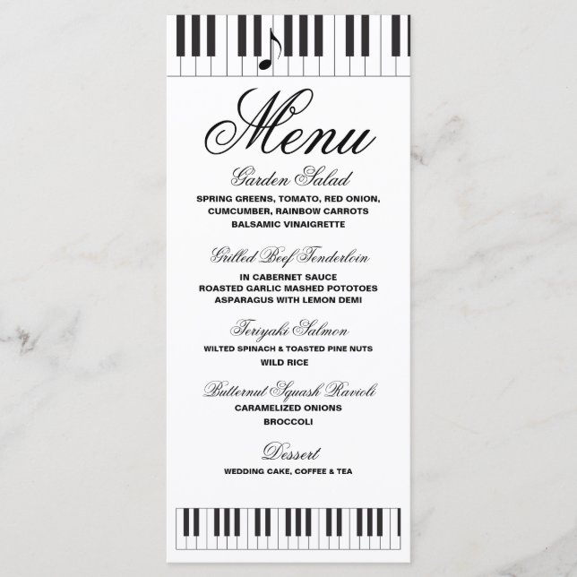 Musiciens créatifs Piano Keys Menu Mariage (Devant)