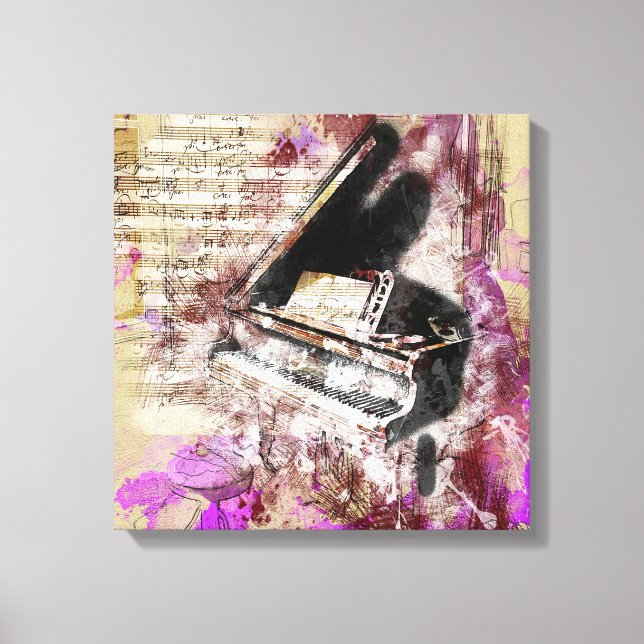 Musique Abstraite Piano Design Toile violet Mur Ar (Recto)