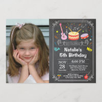 Musique Anniversaire Invitation Chalkboard Photo