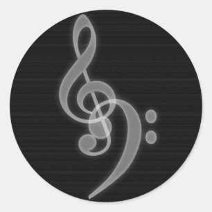 Musique - Arbre et Clé de basse - Sticker rond