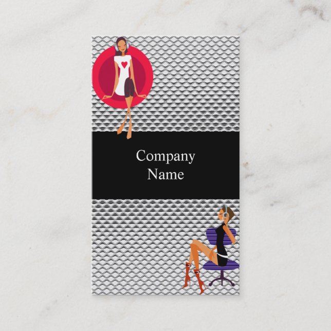 Musique carte de visite Filles Argent Noir 2 (Devant)