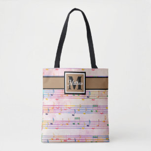Musique colorée Musicien Monogramme Sac fourre-tou