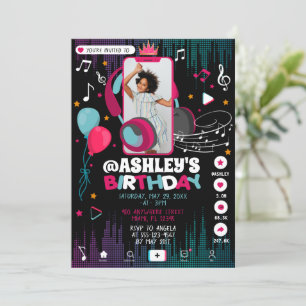 Musique Dance Party Photo Anniversaire Invitation