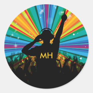 Musique DJ autocollants monogrammes personnalisés