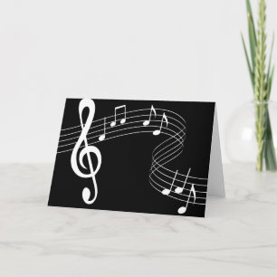 Musique en blanc sur carte de voeux noire