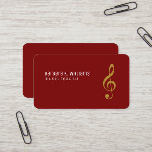 Musique Enseignant carte de visite rouge avec note