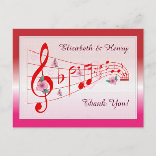 Musique et Hibiscus Mariage Carte de remerciements