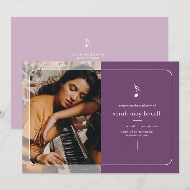 Musique Grand Graduation Invitation (Devant / Derrière)
