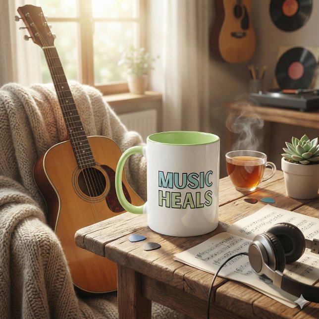 Musique guérit Mug (Encourage music lovers with this, "Music Heals" mug! )