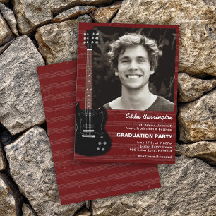 Musique Guitare Photo Graduation Party Invitation