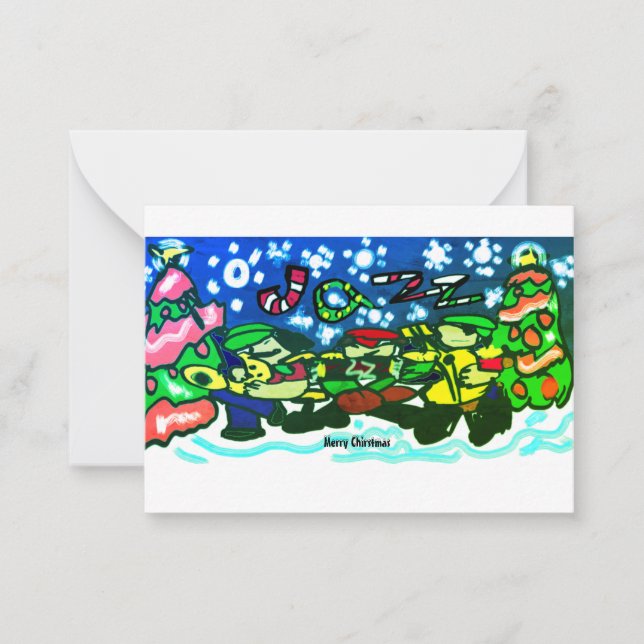 Musique Jazz Noël Mug Invitation Aimant  (Devant)