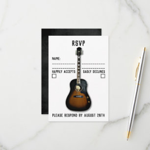 Musique=Love Acoustic Guitar Wedding Carte RSVP