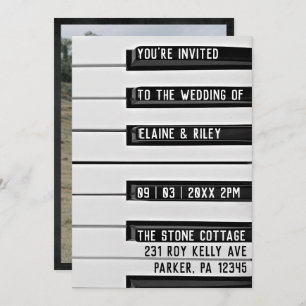 Musique=Love Piano Keys Faire-part de mariage phot