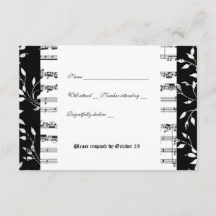 Musique Mozart noir et blanc rsvp avec enveloppe