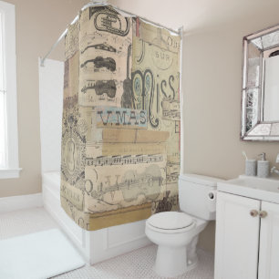 Musique Note Douche rideau Guitare Tuba piano viol