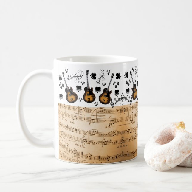 Musique Notes Guitare Mug (Avec donut)