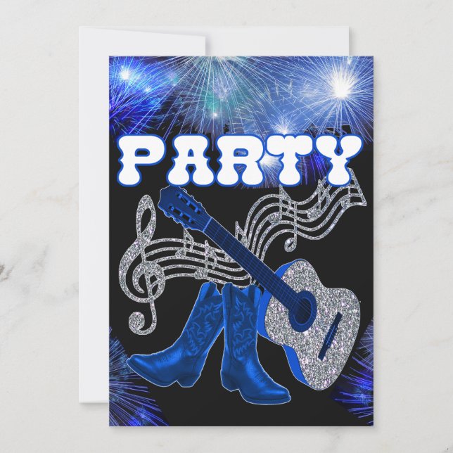 Musique Occidentale Guitare Bleue Et Bottes Cowboy (Devant)