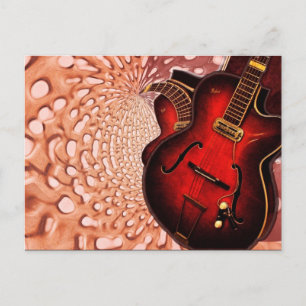 Musique Rouge Guitare Soundwaves Carte postale
