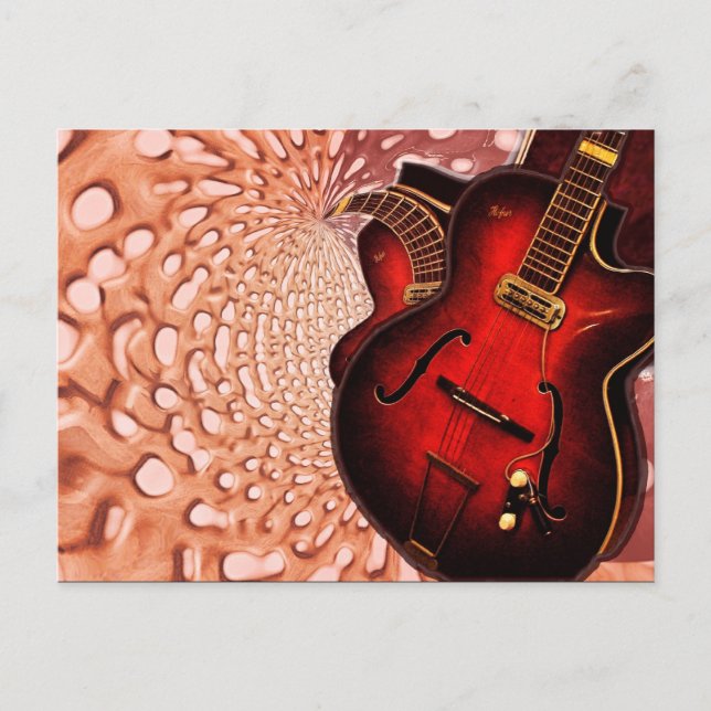 Musique Rouge Guitare Soundwaves Carte postale (Devant)
