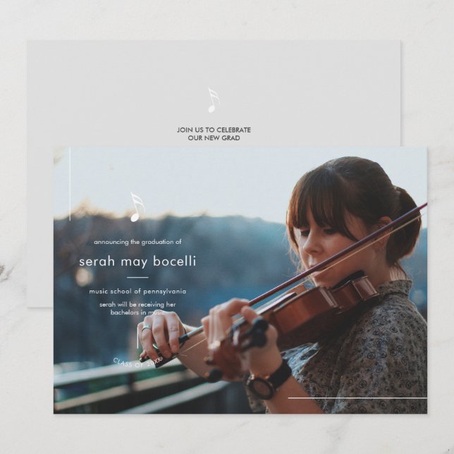 Musique simple Invitation de diplômes majeurs (Devant / Derrière)