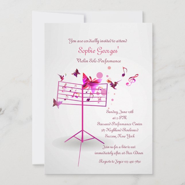 Musique Stand Pink Invitation (Devant)