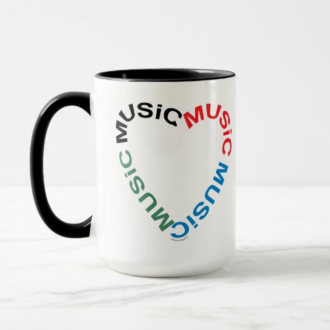 Musique Texte Coeur Mug (Gauche)